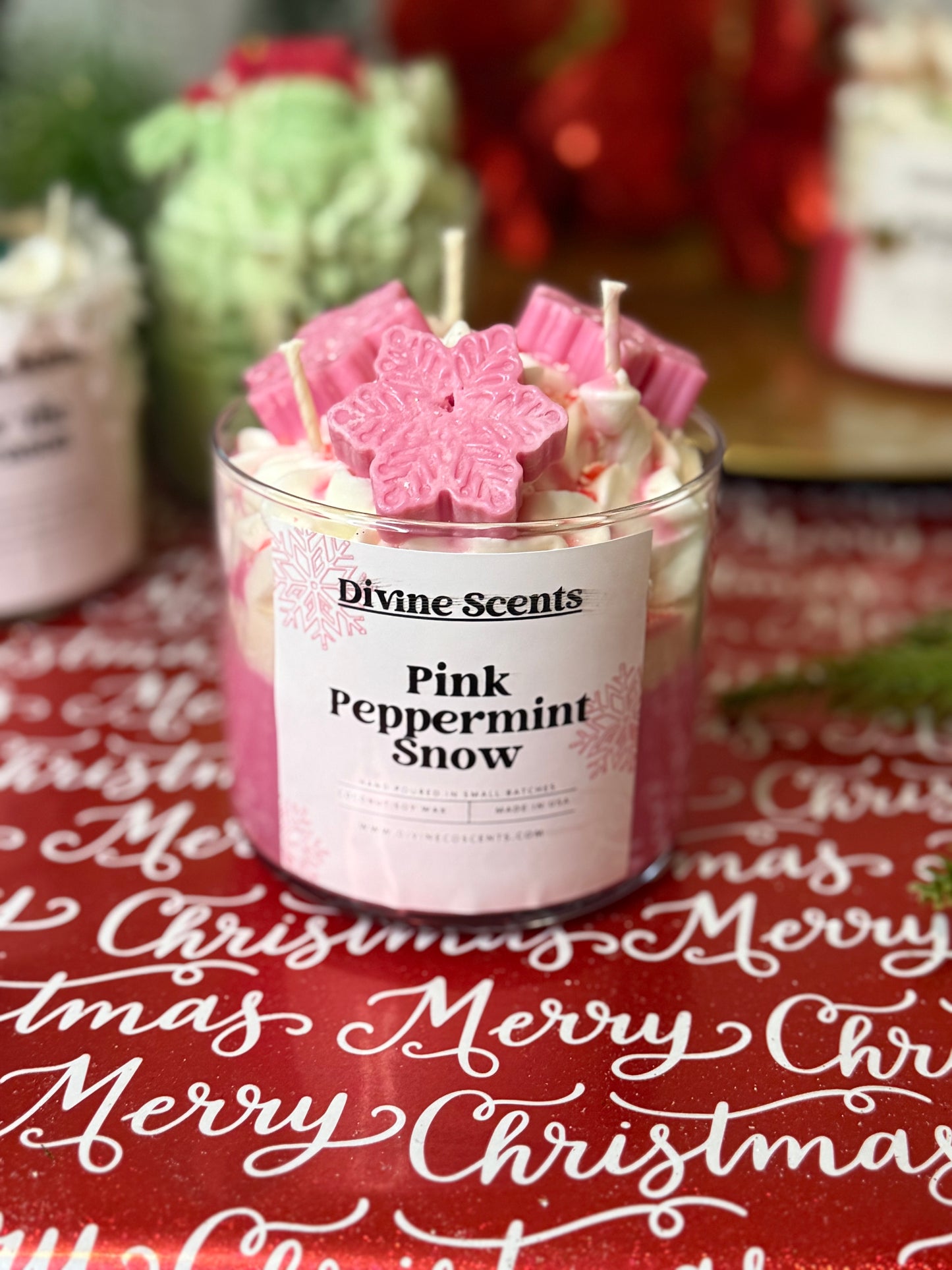 Pink Peppermint Snow – Holiday Candle