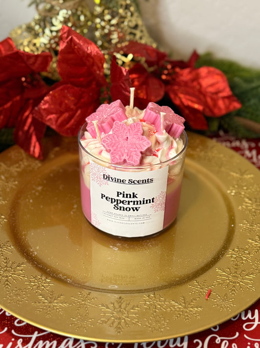 Pink Peppermint Snow – Holiday Candle